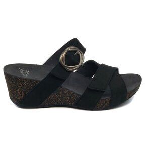 Dansko Susie Milled Nubuck Slide Cork Wedge Sandals Shoes Black Size 40 US 10